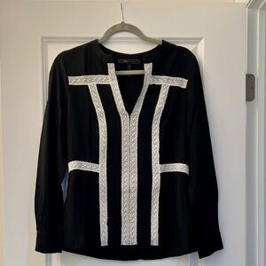 BCBGMAXAZRIA ‘Maggie’ black/white blouse/tunic Sz: XS
